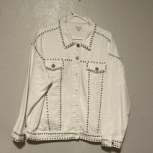 POL size s white beaded jean jacket